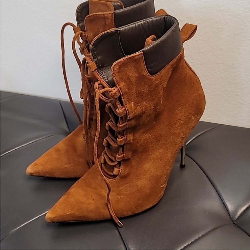 Good American  Scandal Lace Up High Heel Booties - Picture 6 of 10